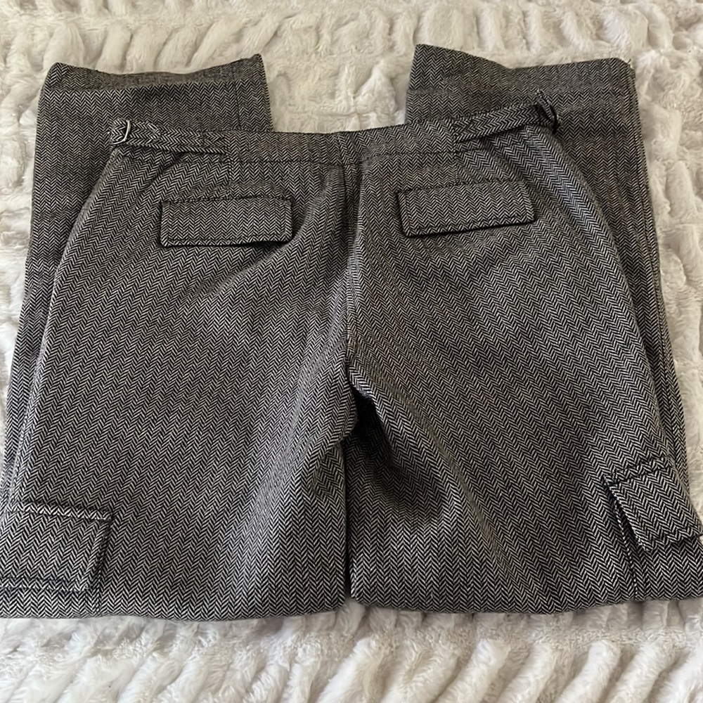 Brown Houndstooth Wool Pants 8 Cargo Straight Leg… - image 5